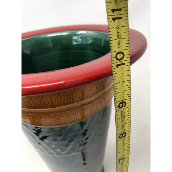 1998 Hand Thrown Tapered Art Pottery Vase Artist Signed High Gloss Glaze 10" - Picture 10 of 11